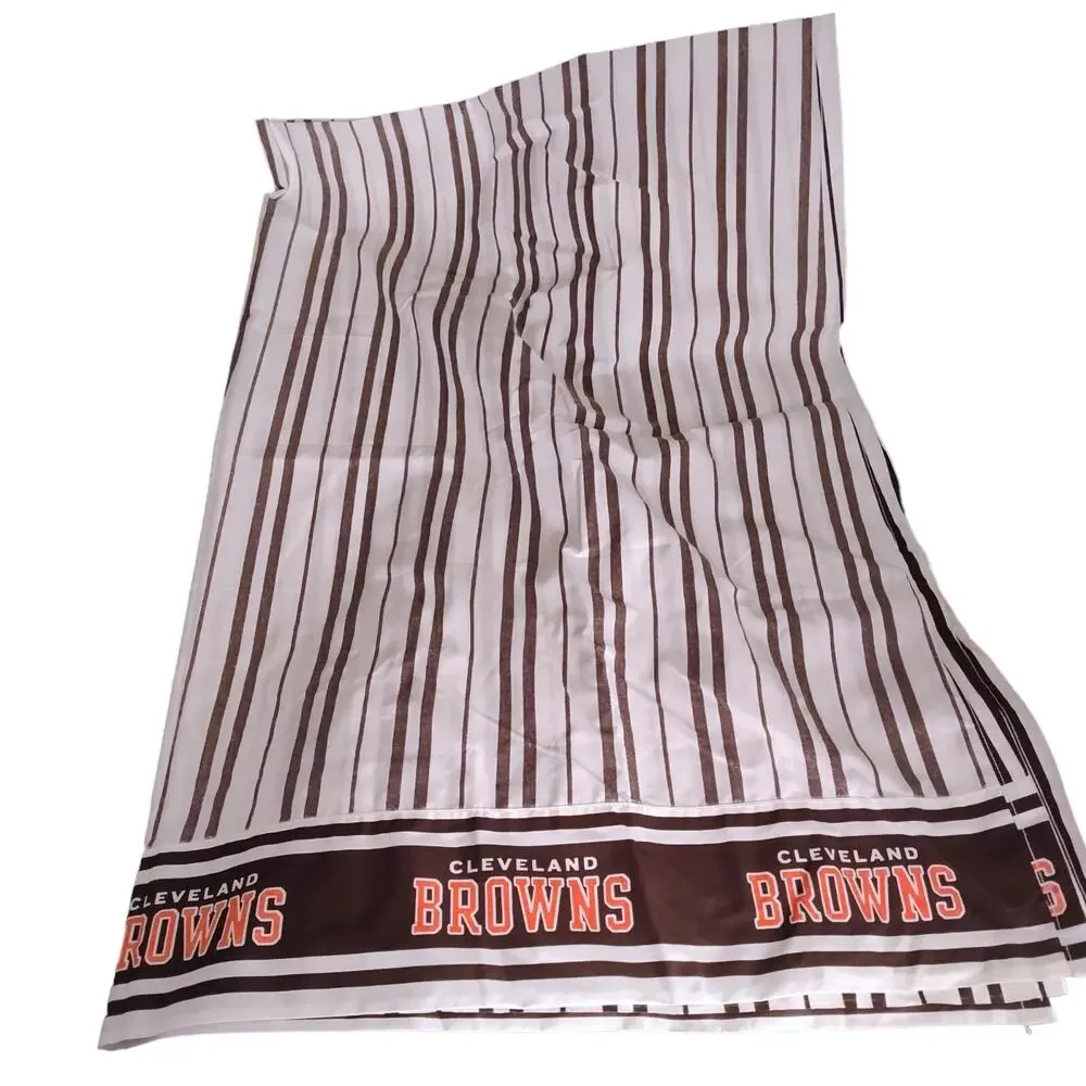 Vintage Dan River Cleveland Browns Twin Flat Sheet NFL Brown White Percale